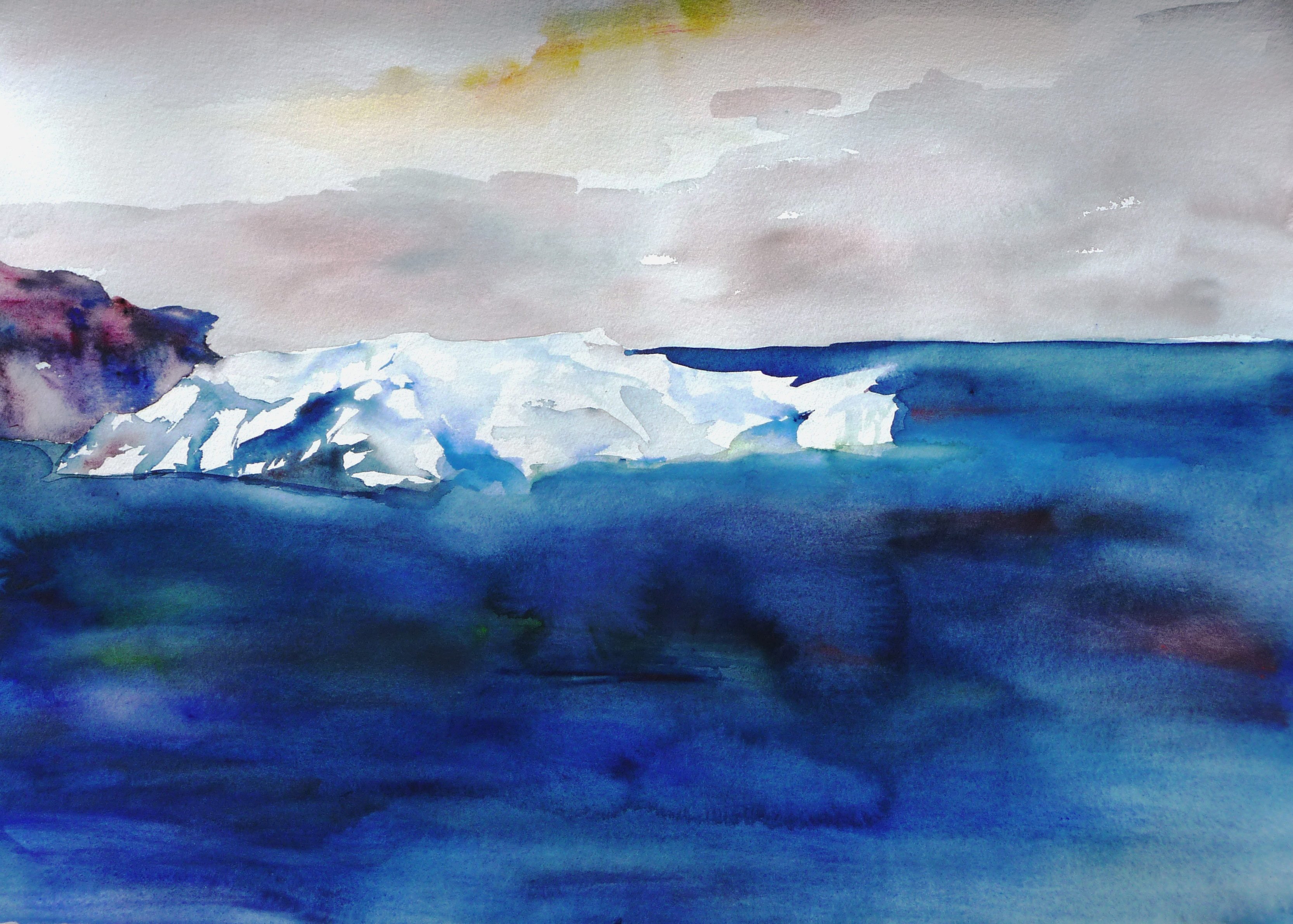 Antarctica Iceberg, watercolour painting by Lisa Goren