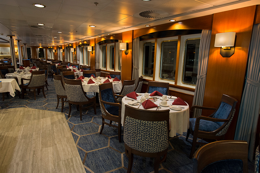 Ocean Adventurer’s dining room, lounge, bar, gym and other public spaces have been completely refreshed and now offer travelers a contemporary backdrop from which to enjoy their spectacular views of the polar regions.