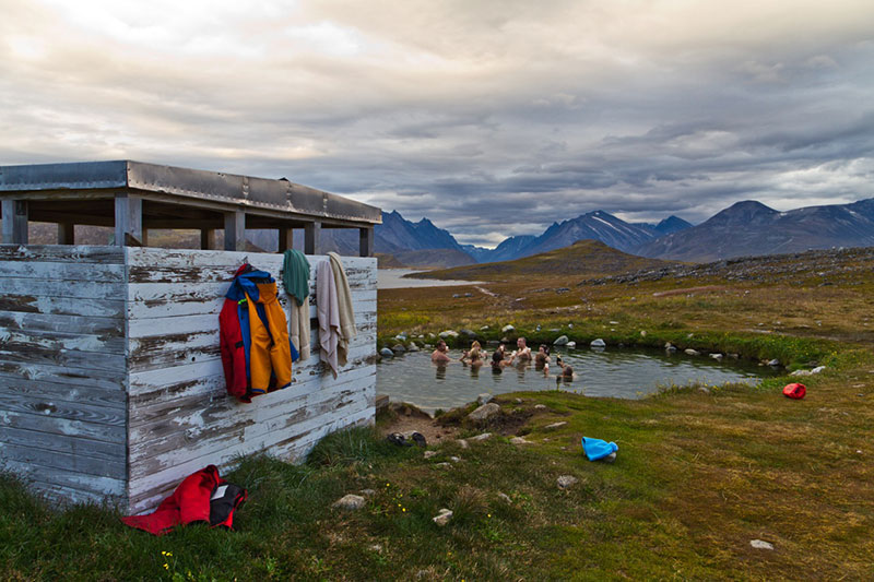 Bathing in the hot springs at Uunartoq in South Greenland