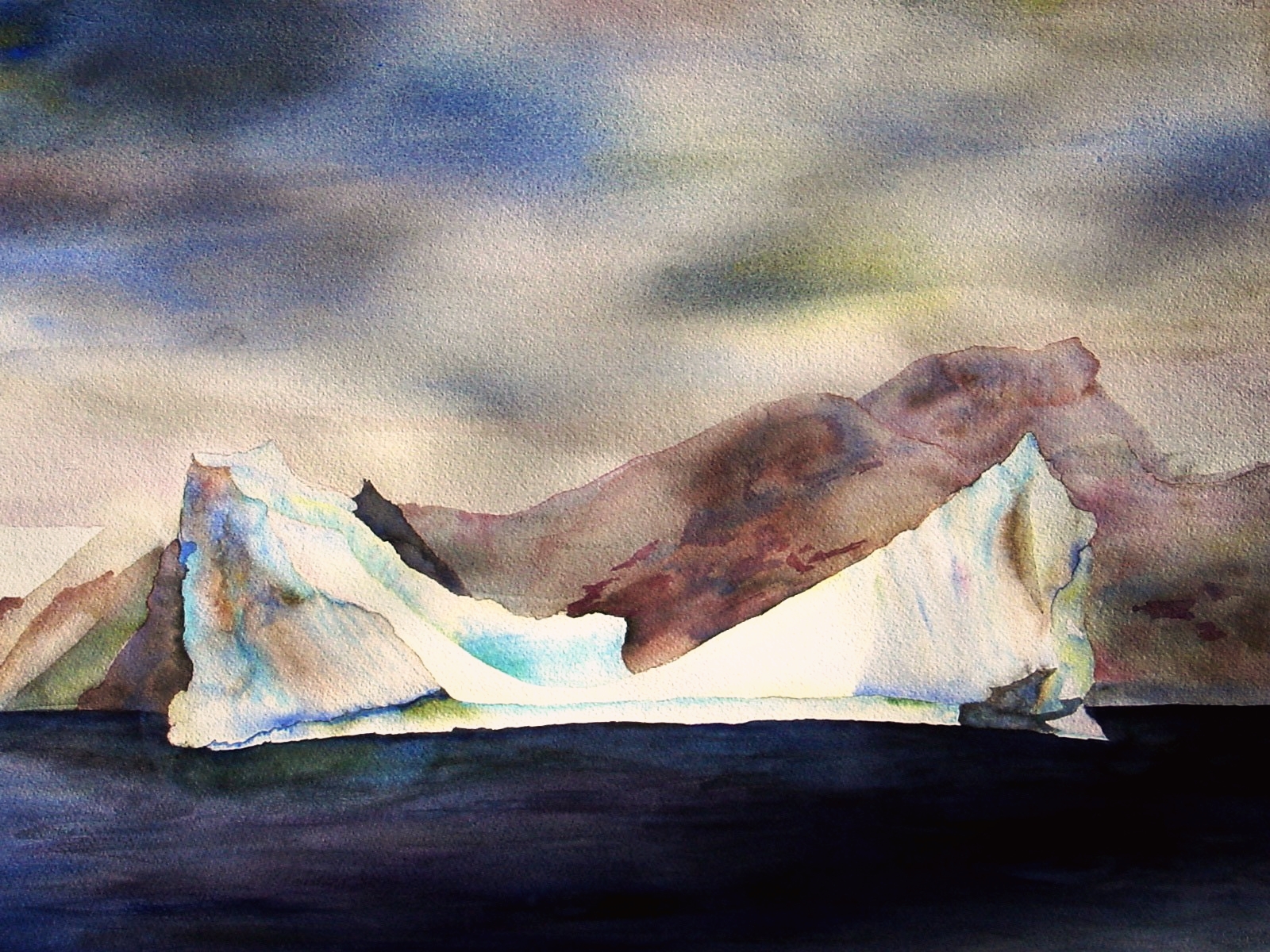 Iceberg From Our Zodiac, Antarctica No. 2 - 24 x 36” watercolor by Lisa Goren, 2005.