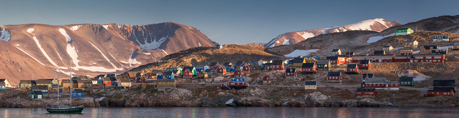 Panoramic view of Ittoqqortoormiit, East Greenland. Photo by Acacia Johnson