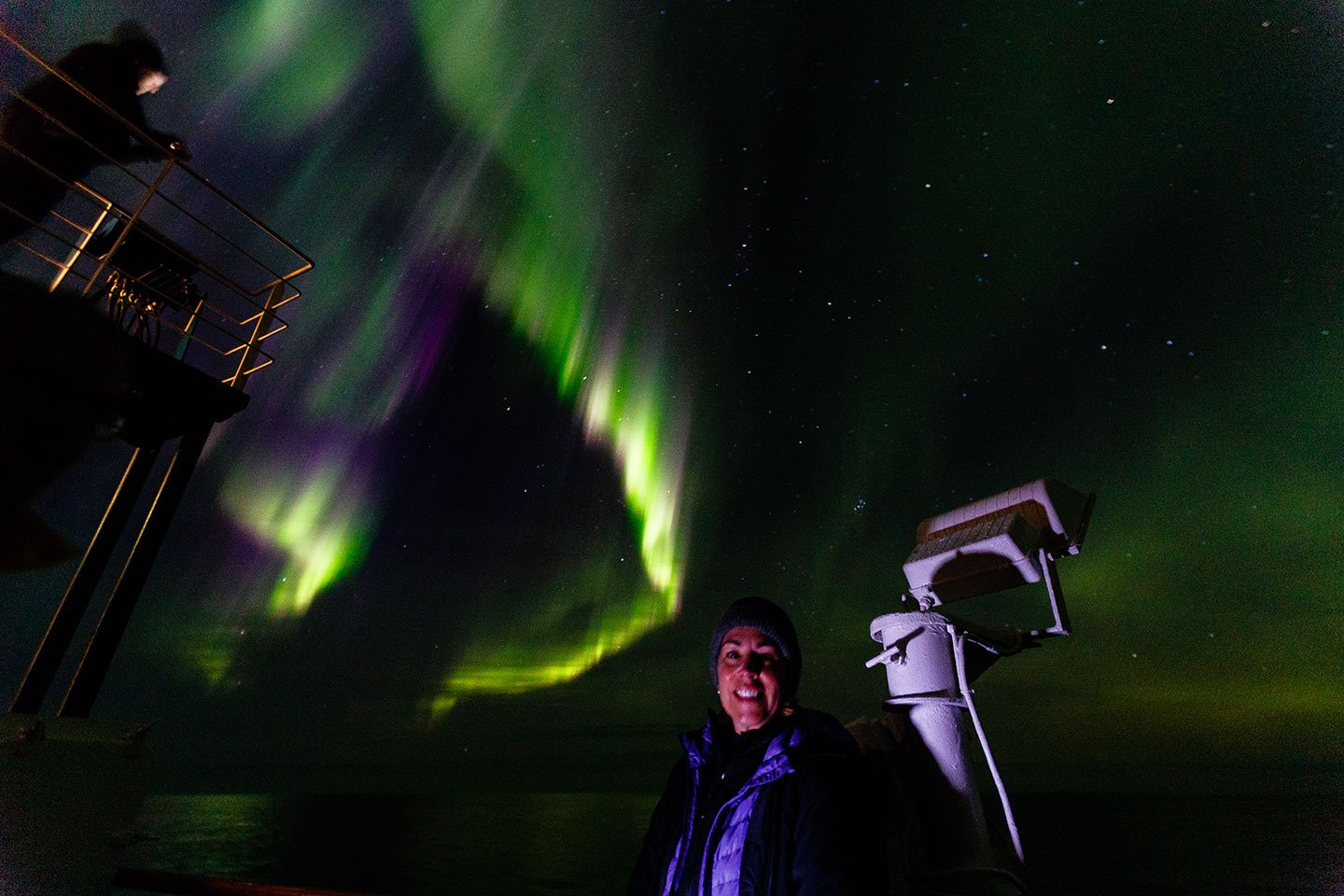 Viewing the Northern Lights while sailing the Arctic Ocean is possible on polar voyages that include Iceland and Greenland. 