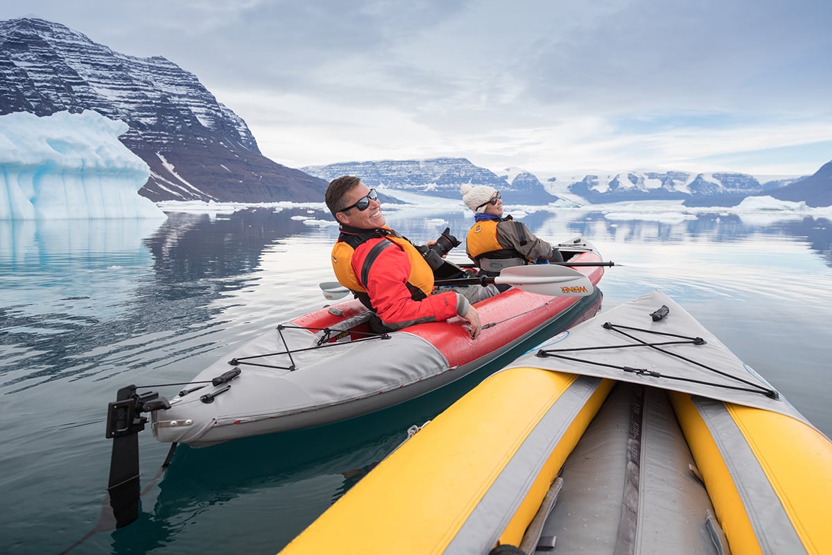 POV of Quark Expeditions passengers Andy and Africa enjoying their Paddle Excursion Program.
