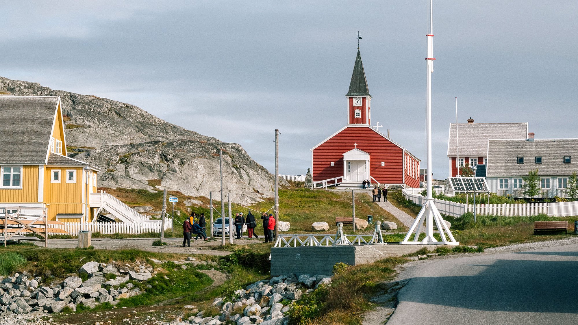 Visitors can explore the colourful buildings in Nuuk, the capital of Greenland 
