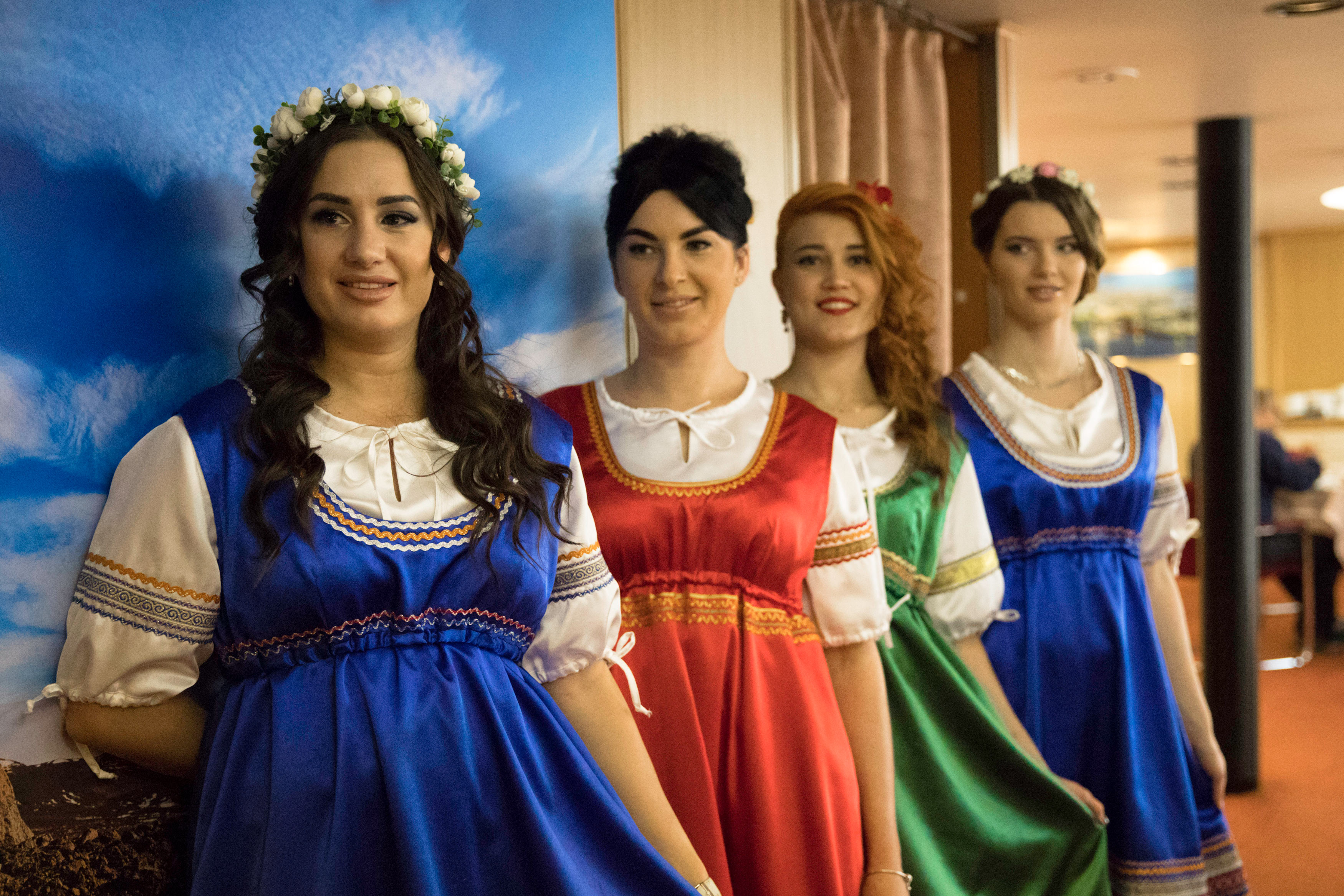 Hospitality staff dress up for the Russian Dinner. Photo: Dani Plumb