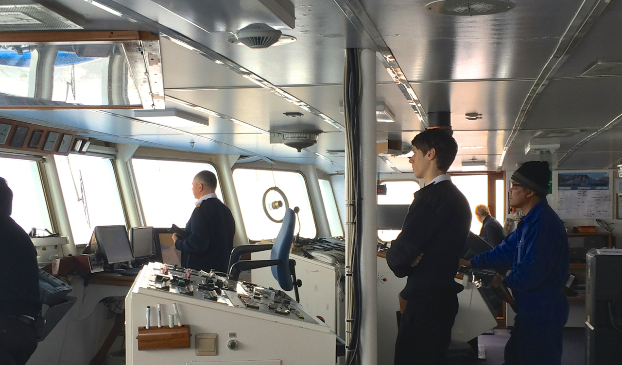 The Drake Passage crossing is a great time to take advantage of Quark’s Open Bridge policy and see the Captain and his crew in action. You’ll often find an Expedition Team member there, as well, watching out for whales or unique birds to point out to passengers.