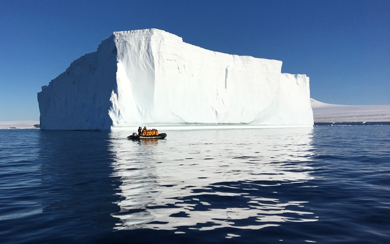 The opportunity to see apartment building-sized icebergs entices travellers to the Antarctic.