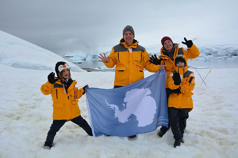 Aimme and Kevin with their parents in Antarctica!