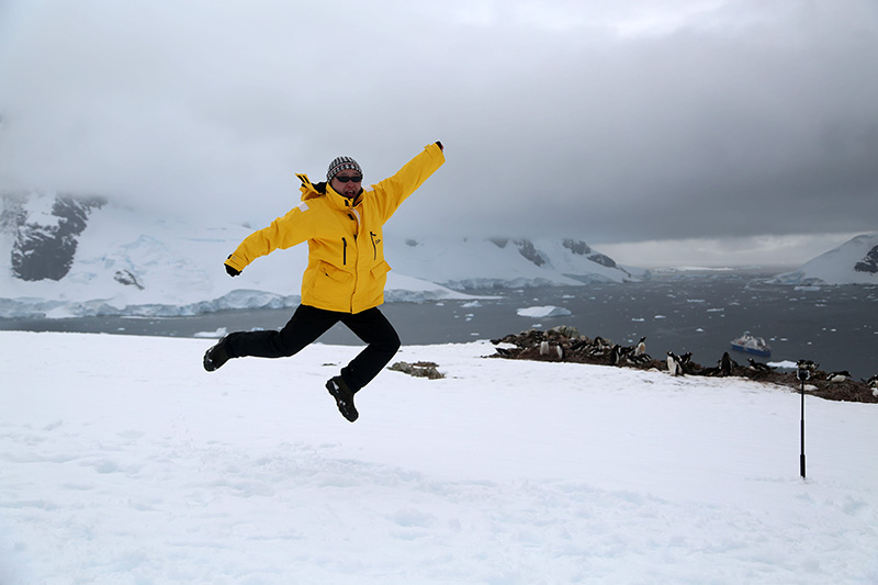 Carefree and loving life in Antarctica.