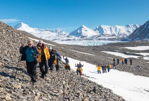 Quark Expeditions Guests Hiking in the Arctic