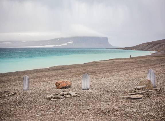 Three graves of Franklin expedition members on Beechey Island, Nunavut in the Canadian High Arctic - Photo by Acacia Johnson