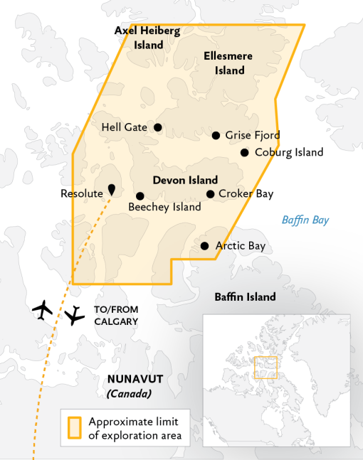 tourhub | Quark Expeditions | Canada’s Remote Arctic: Northwest Passage to Ellesmere and Axel Heiberg Islands | Tour Map